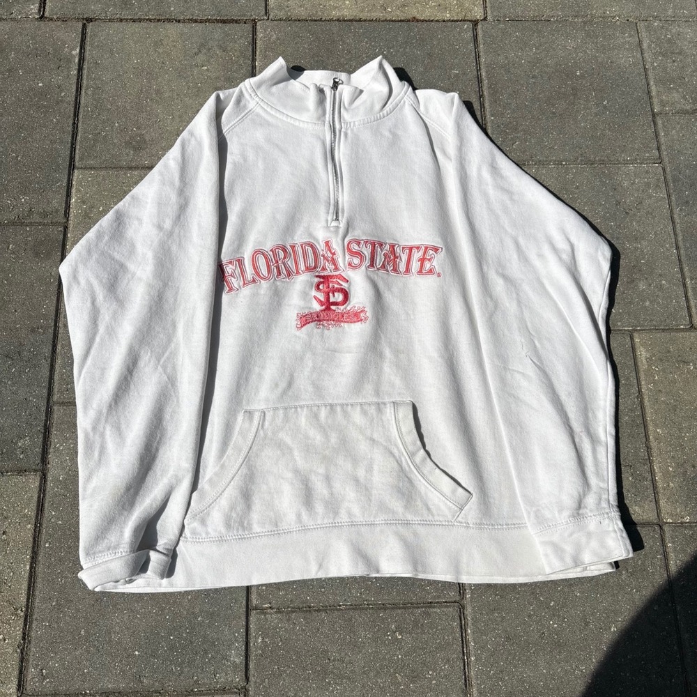 Florida State Seminoles Quarter Zip Sweatshirt White Red Womens Large